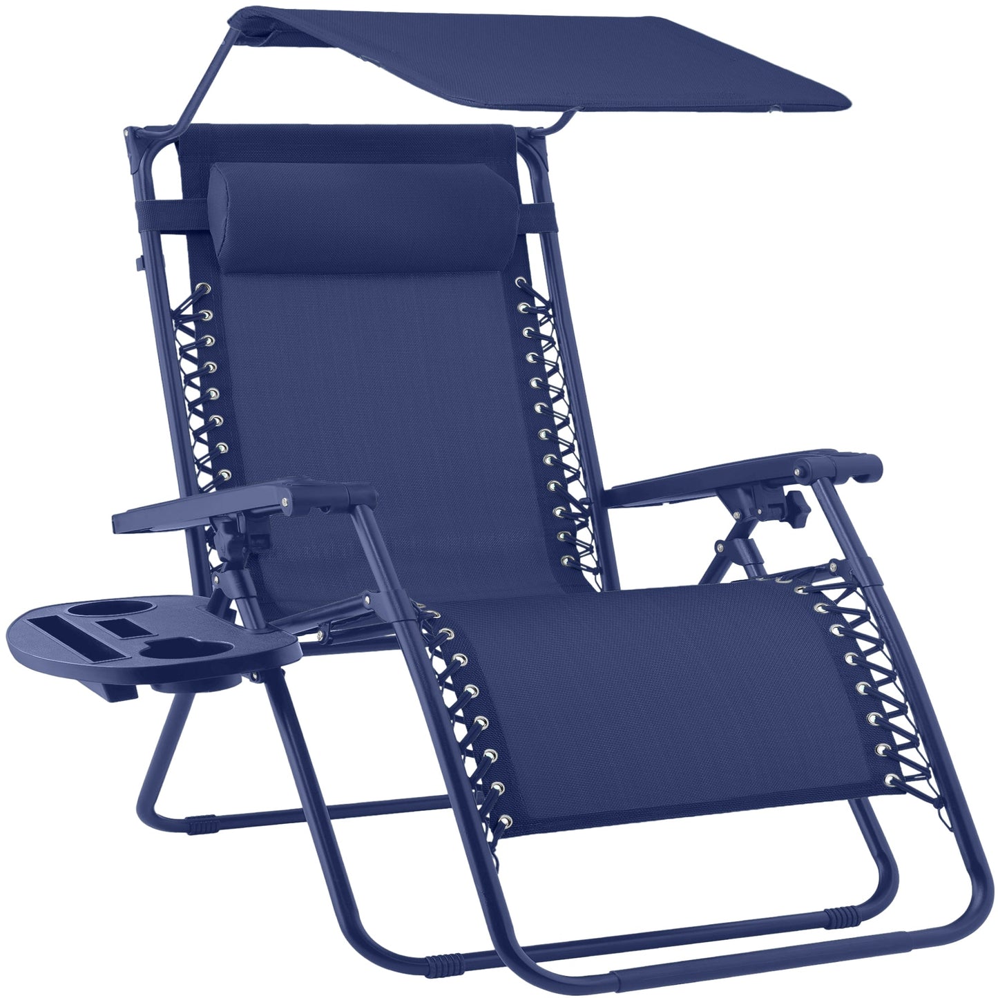 30\" Wide Folding Zero Gravity Patio Lounge Chair with Adjustable Canopy Shade for outdoor comfort and convenience