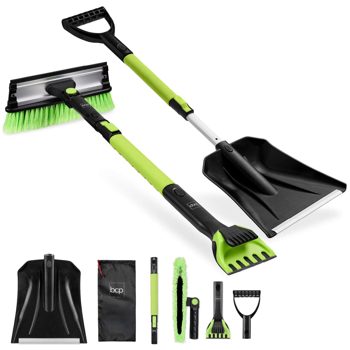 4 in 1 Snow Brush with Shovel Ice Scraper and Squeegee with Storage Bag with useful details for gardening, lawn care, and outdoor projects