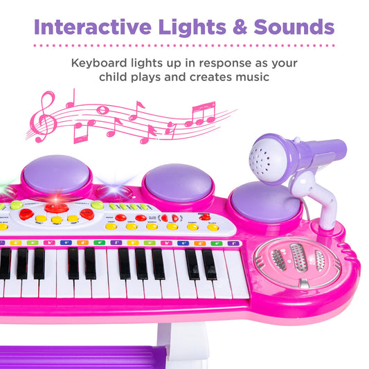 37-Key Kids Electric Keyboard with Microphone Stool for active play and family fun