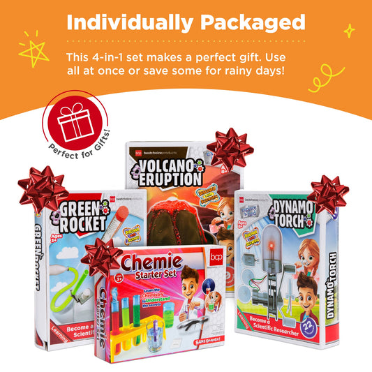 4-in-1 Science Project Kit STEM and STEAM DIY Lab Experiments for Kids with fun features for everyday play