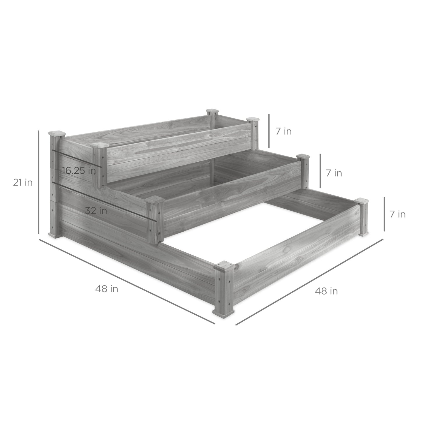 3-Tier Raised Fir Wood Garden Bed Planter with Stackable and Flat Setup for outdoor comfort and convenience