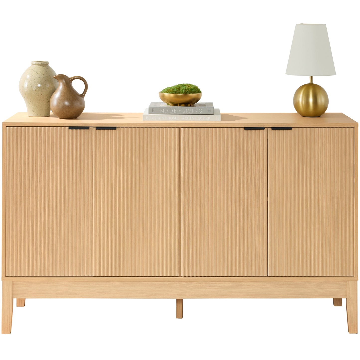 4-Door Reeded Storage Cabinet Accent Furniture Sideboard designed for everyday comfort and storage