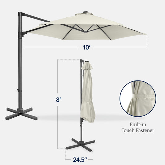 360 Rotating Cantilever Offset Patio Umbrella - 10ft designed for patio and backyard use