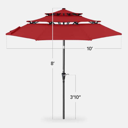 3-Tier Patio Umbrella with Tilt Adjustment Crank - 10ft with practical outdoor-ready details