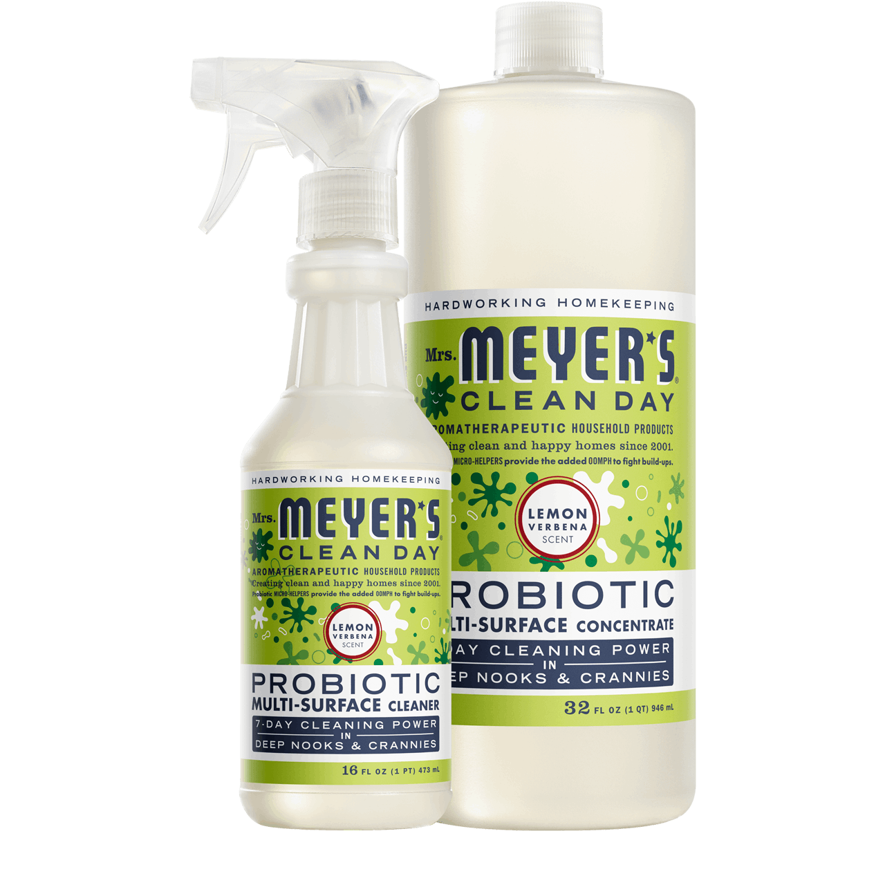 Lemon Verbena Probiotic Multi-Surface Cleaner & Concentrate Set Gift-Ready | Mrs. Meyer's Clean Day