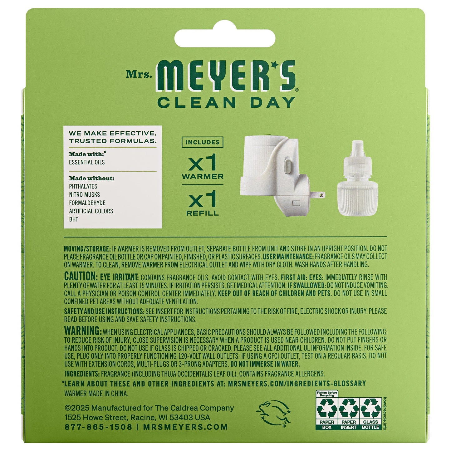 Iowa Pine Plug-In Scented Oil Warmer Starter Set | Mrs. Meyer's Clean Day