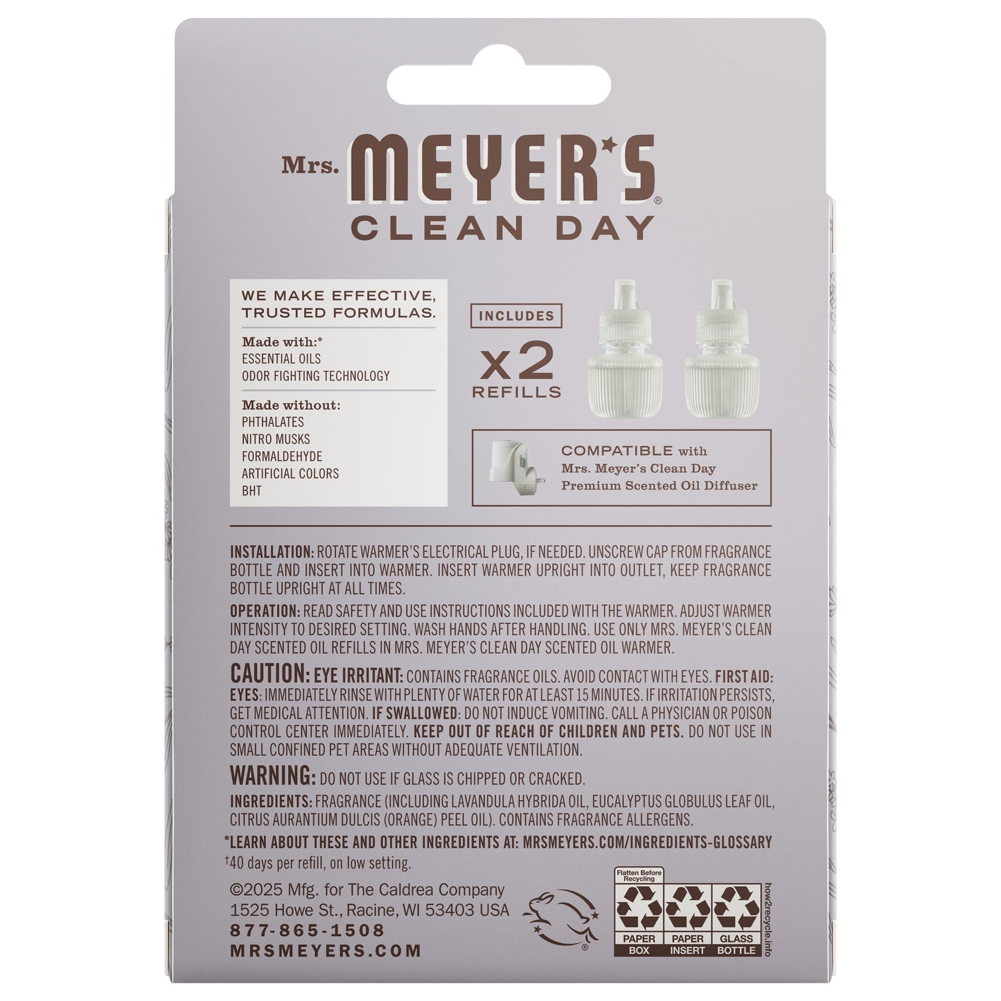 Lavender Plug-In Scent Refill 2-Pack | Mrs. Meyer's Clean Day