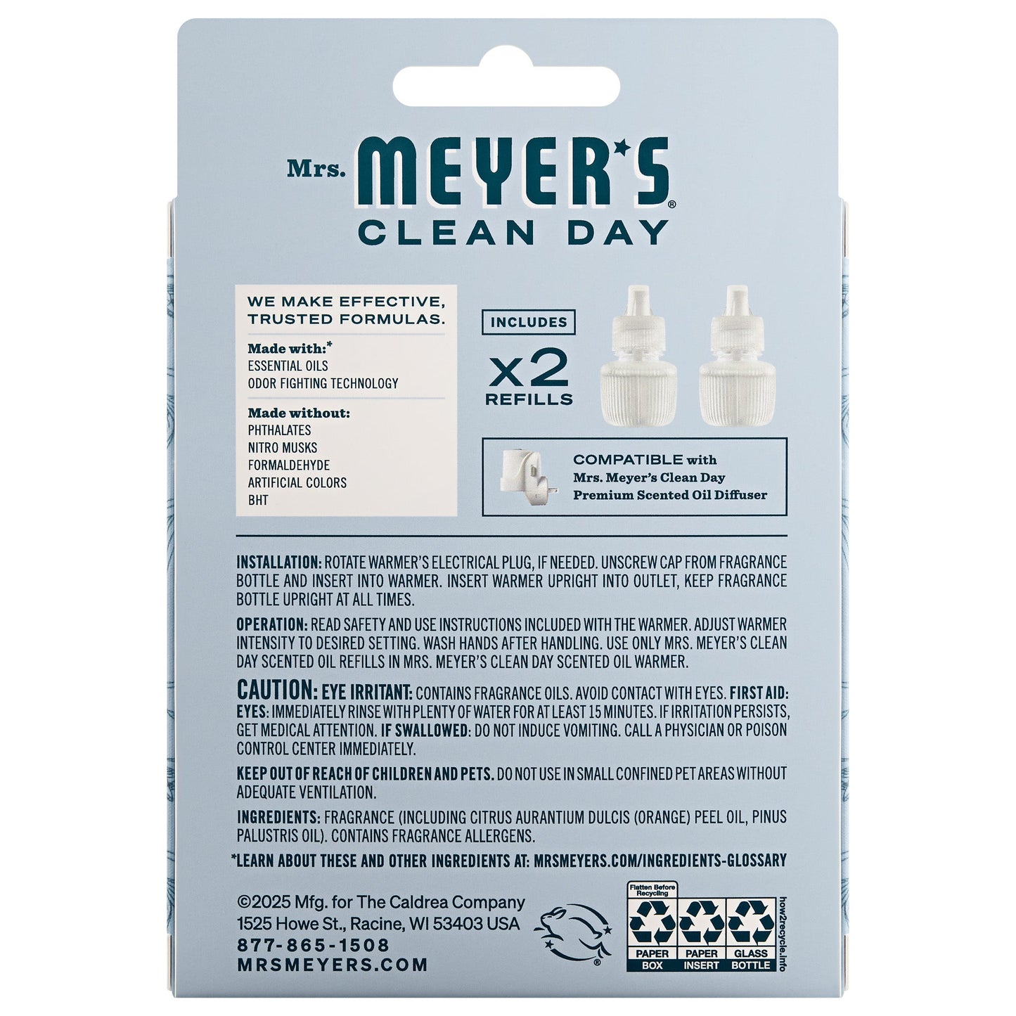 Snowdrop Plug-In Scent Refill 2-Pack | Mrs. Meyer's Clean Day