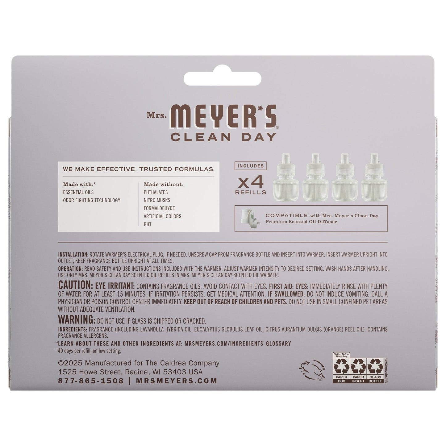 Lavender Plug-In Scent Refill 4-Pack | Mrs. Meyer's Clean Day