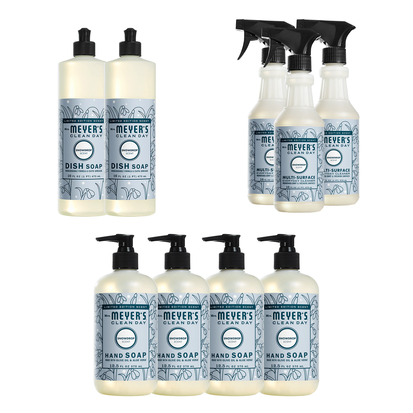 Snowdrop Essentials Plus 9-Count Bundle Gift-Ready | Mrs. Meyer's Clean Day