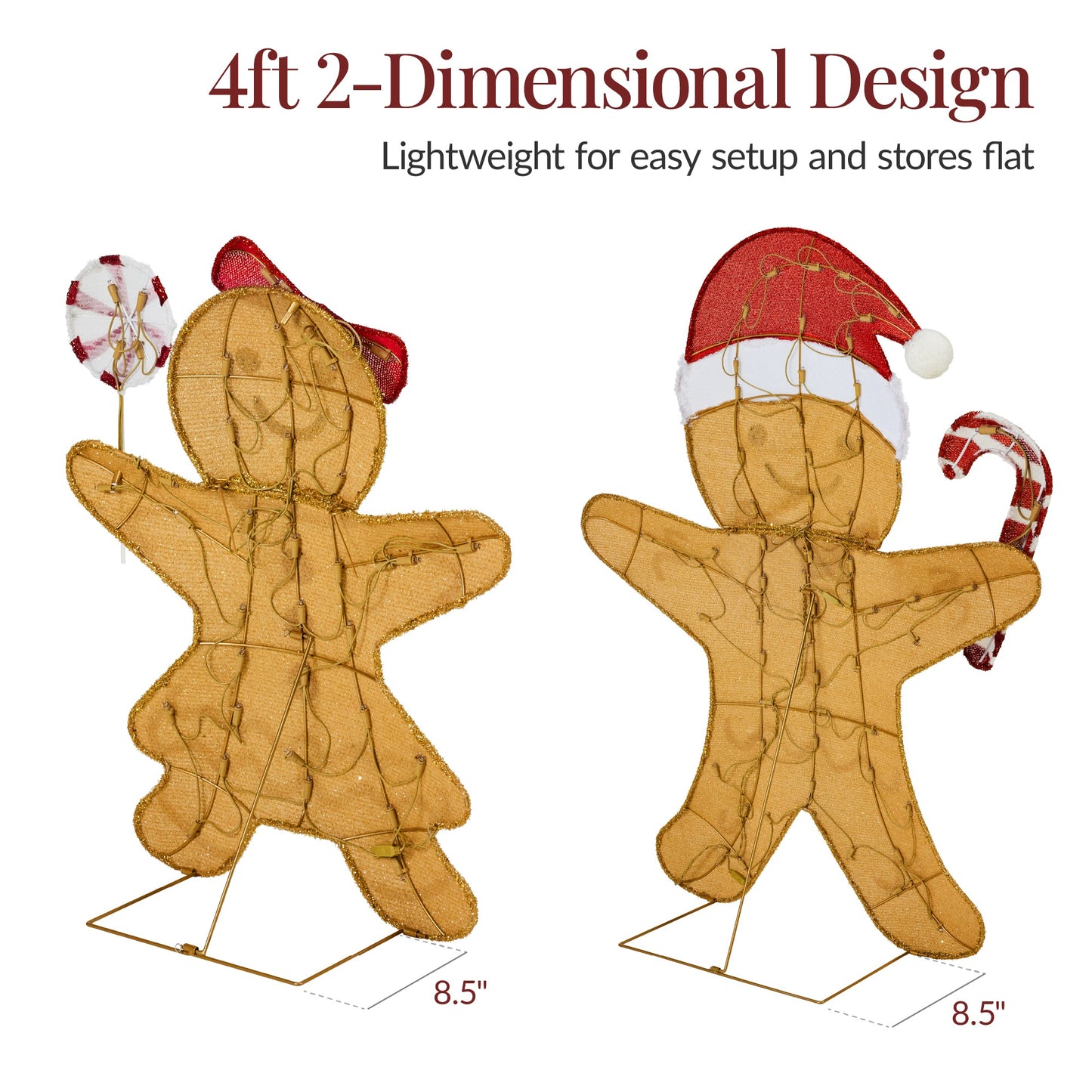3pc Gingerbread Man Family House 4ft Pre-lit Christmas Yard Decor for indoor and outdoor holiday displays