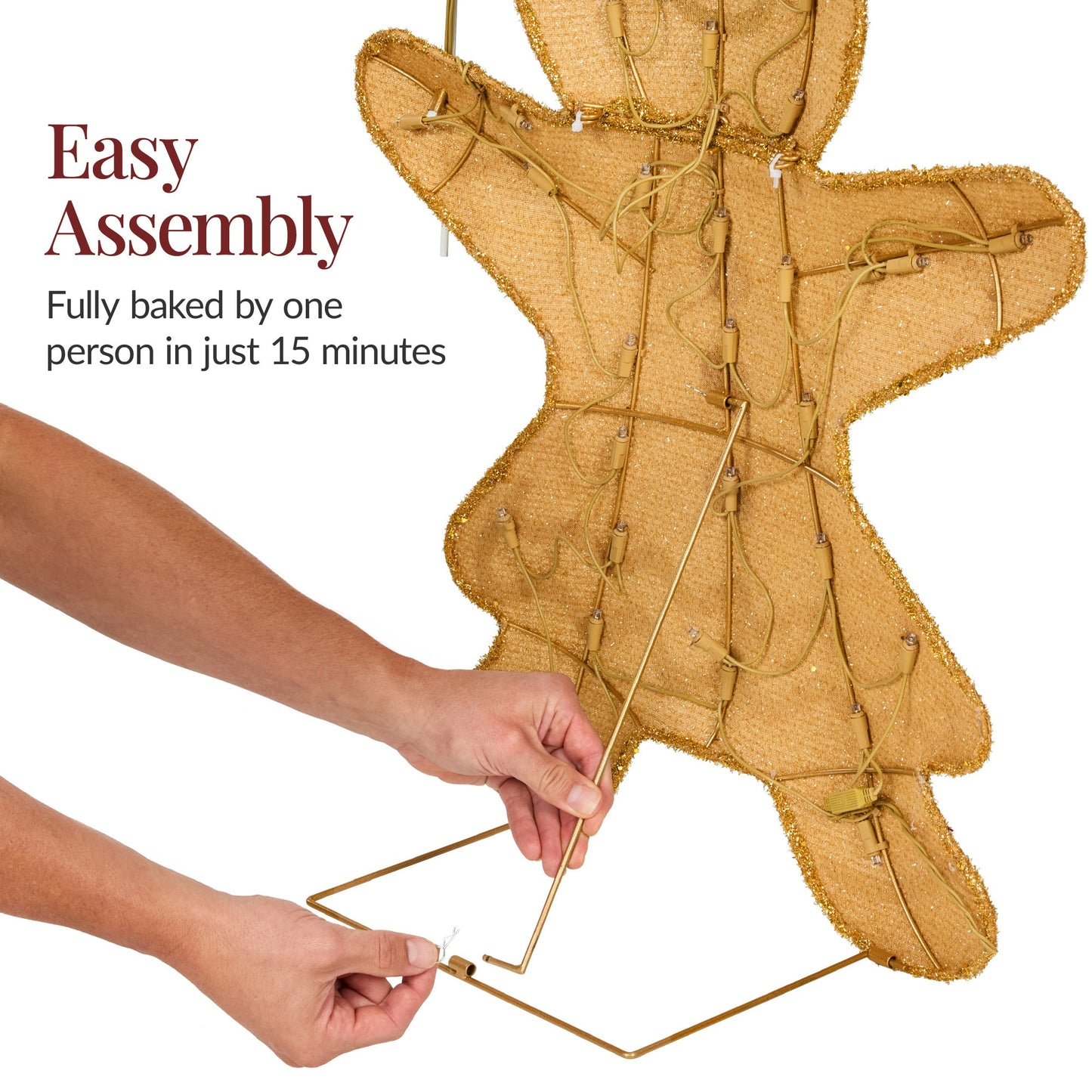 3pc Gingerbread Man Family House 4ft Pre-lit Christmas Yard Decor for indoor and outdoor holiday displays