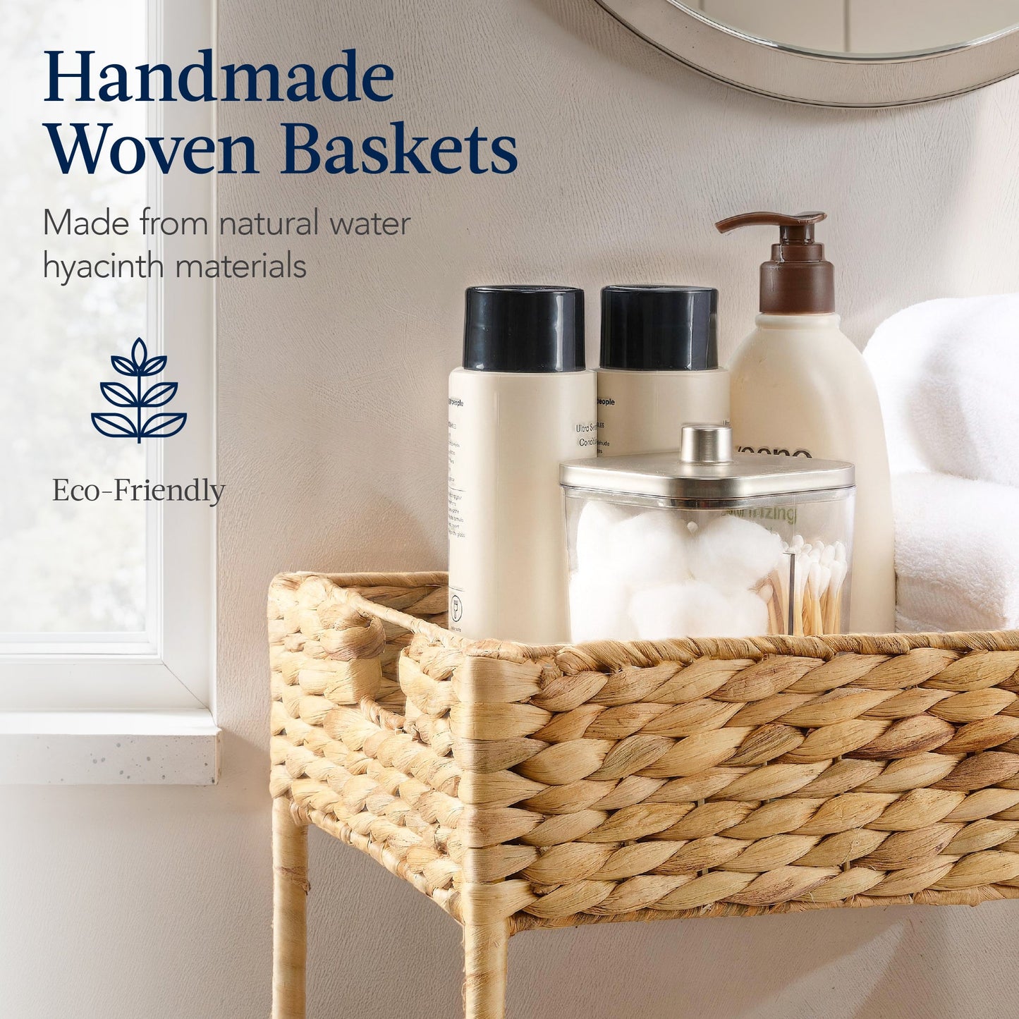3-Tier Water Hyacinth Rolling Utility Cart with Weaved Baskets for home, family, and everyday needs