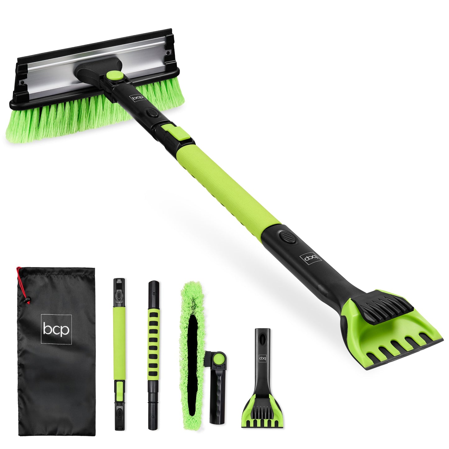 39\" Extendable Snow Brush with Squeegee and Ice Scraper for convenient daily use