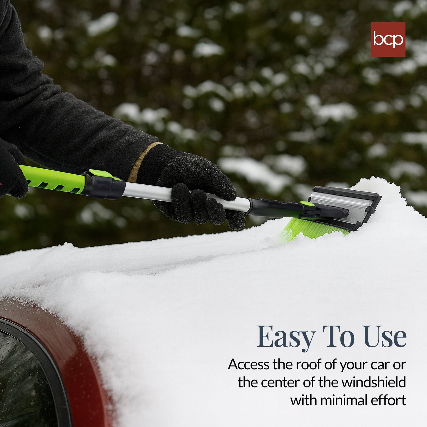 39\" Extendable Snow Brush with Squeegee and Ice Scraper for convenient daily use