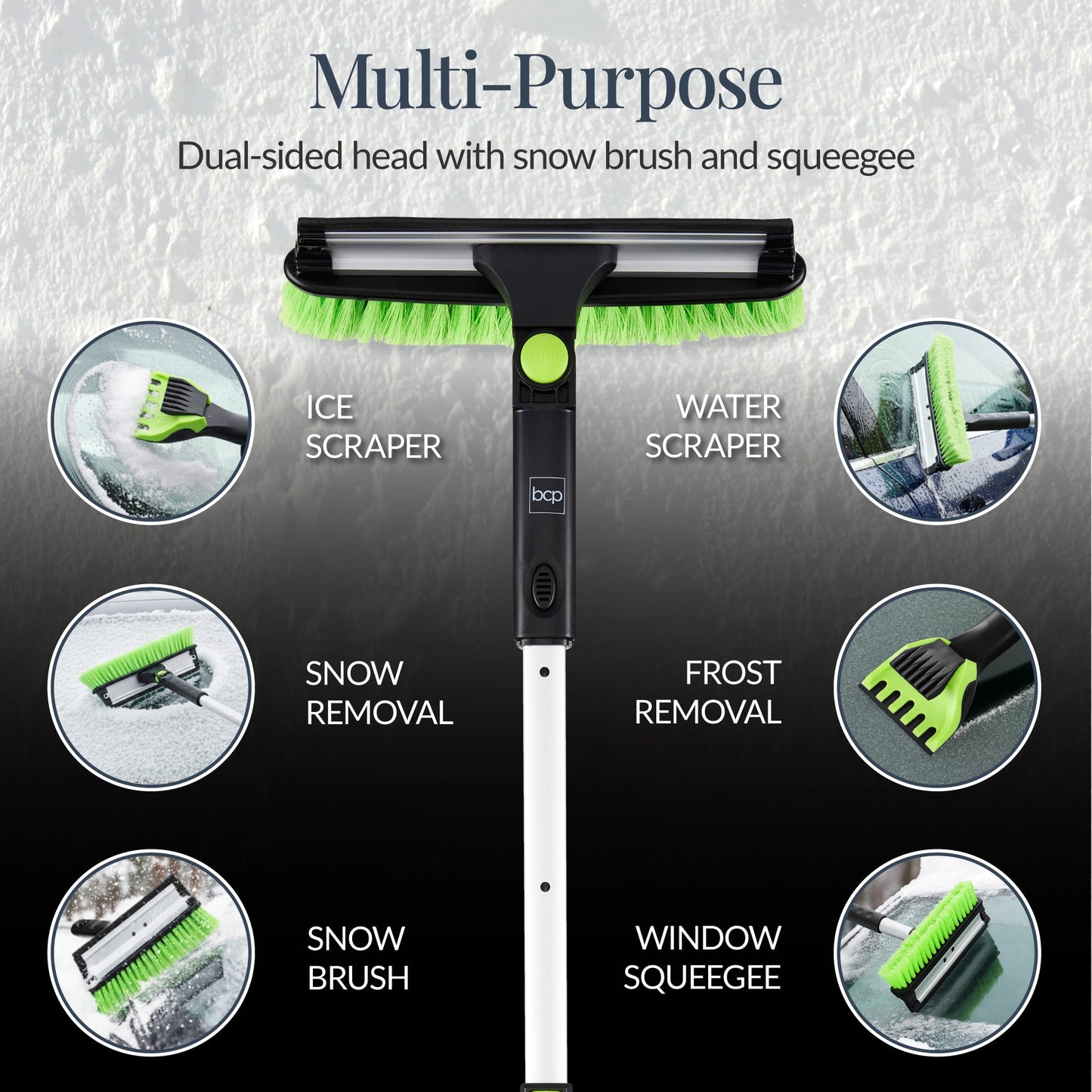 39\" Extendable Snow Brush with Squeegee and Ice Scraper for convenient daily use
