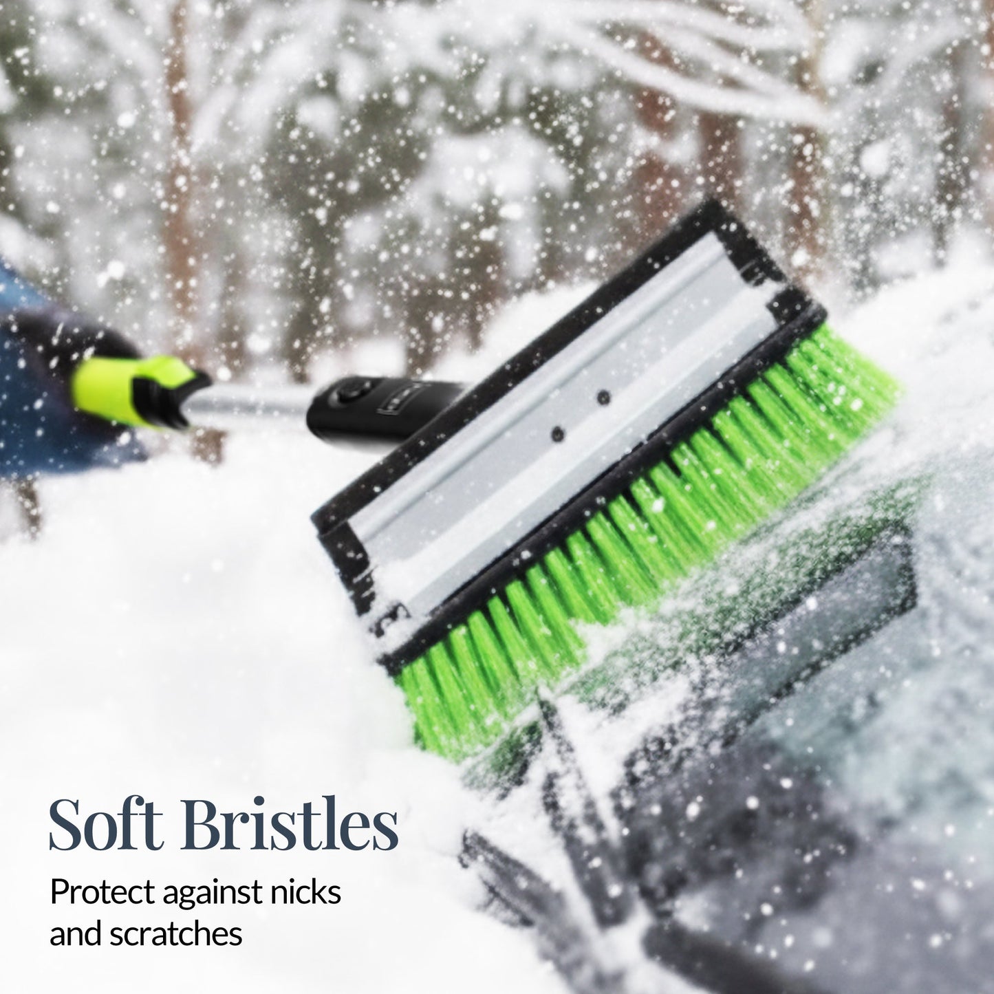 39\" Extendable Snow Brush with Squeegee and Ice Scraper for convenient daily use