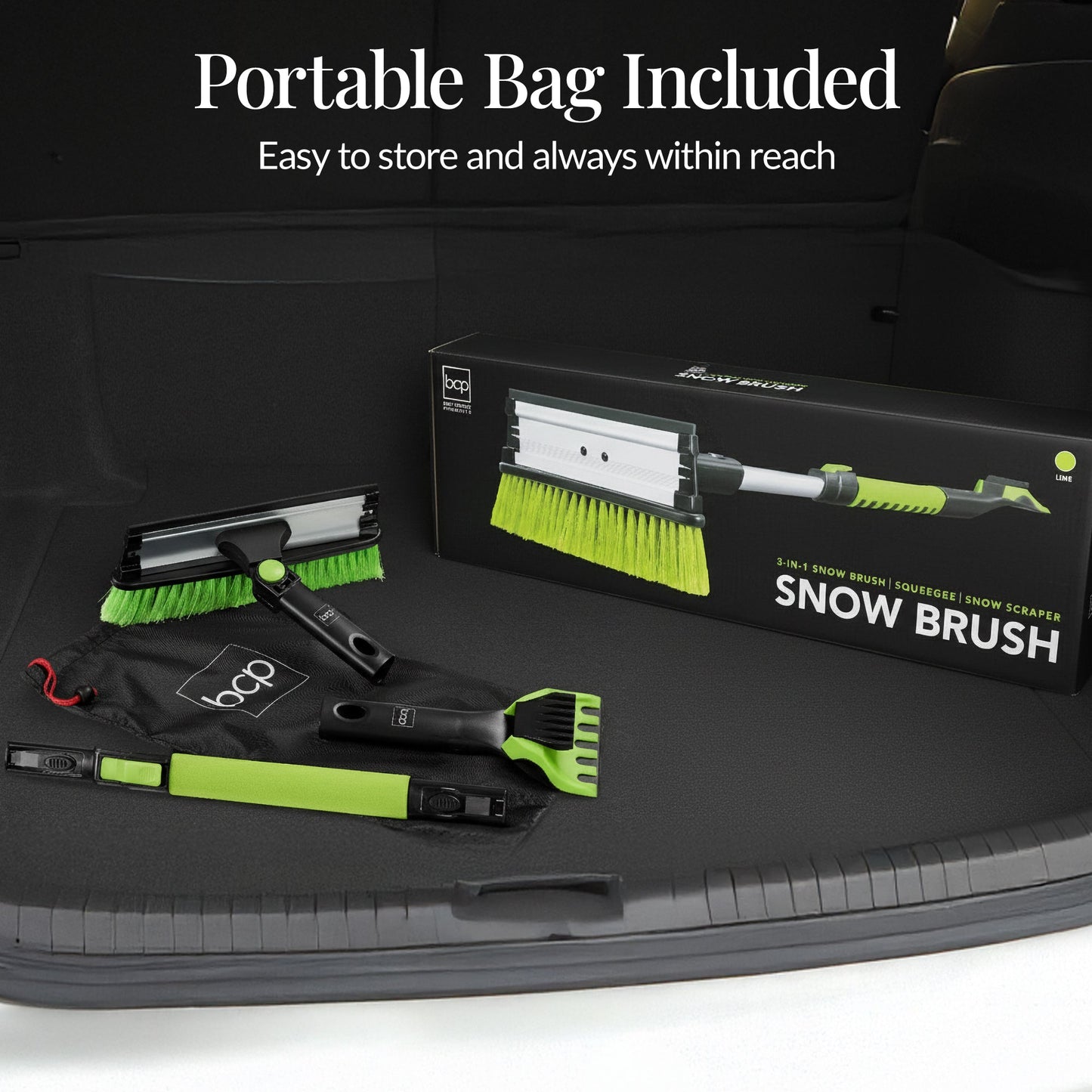 39\" Extendable Snow Brush with Squeegee and Ice Scraper for convenient daily use