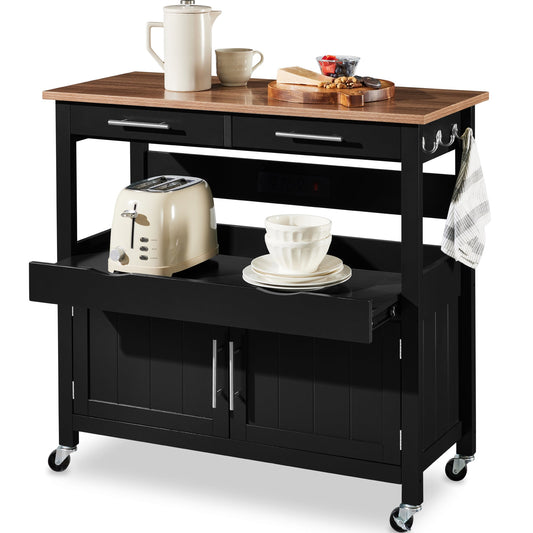 36in Large Rolling Kitchen Island Cart 2-Door Cabinet Outlet and Wheels with practical style for home spaces