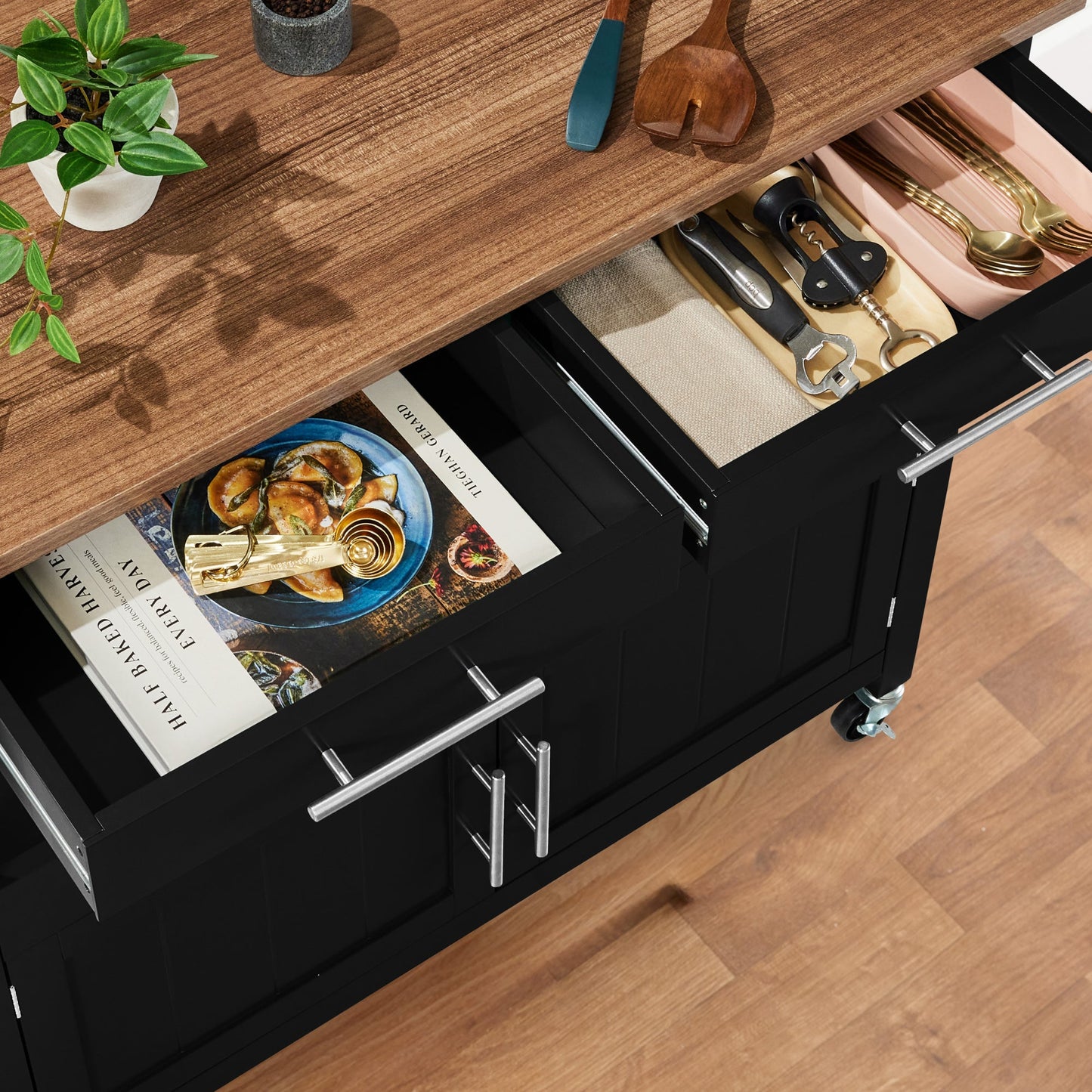 36in Large Rolling Kitchen Island Cart 2-Door Cabinet Outlet and Wheels with practical style for home spaces
