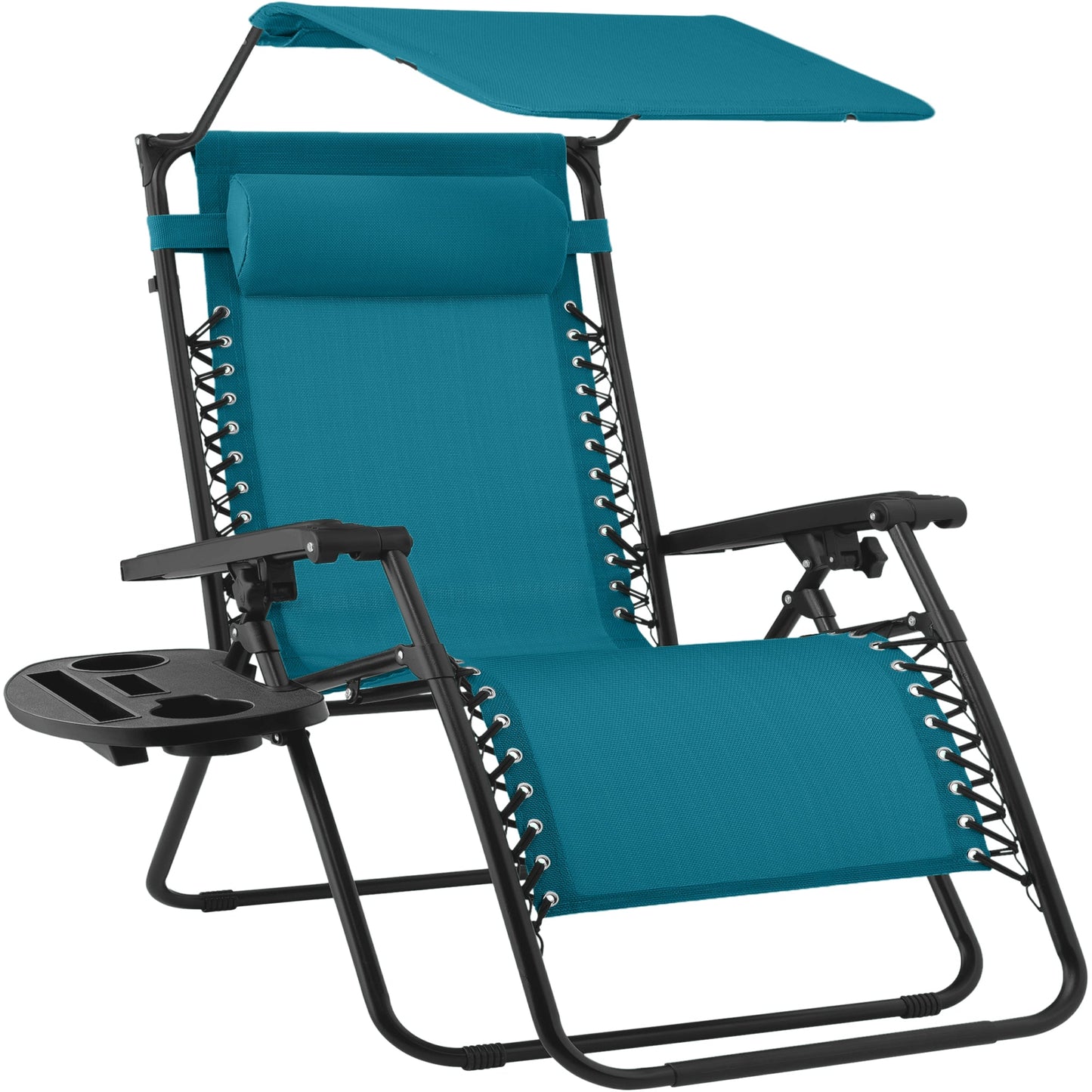 30\" Wide Folding Zero Gravity Patio Lounge Chair with Adjustable Canopy Shade for outdoor comfort and convenience