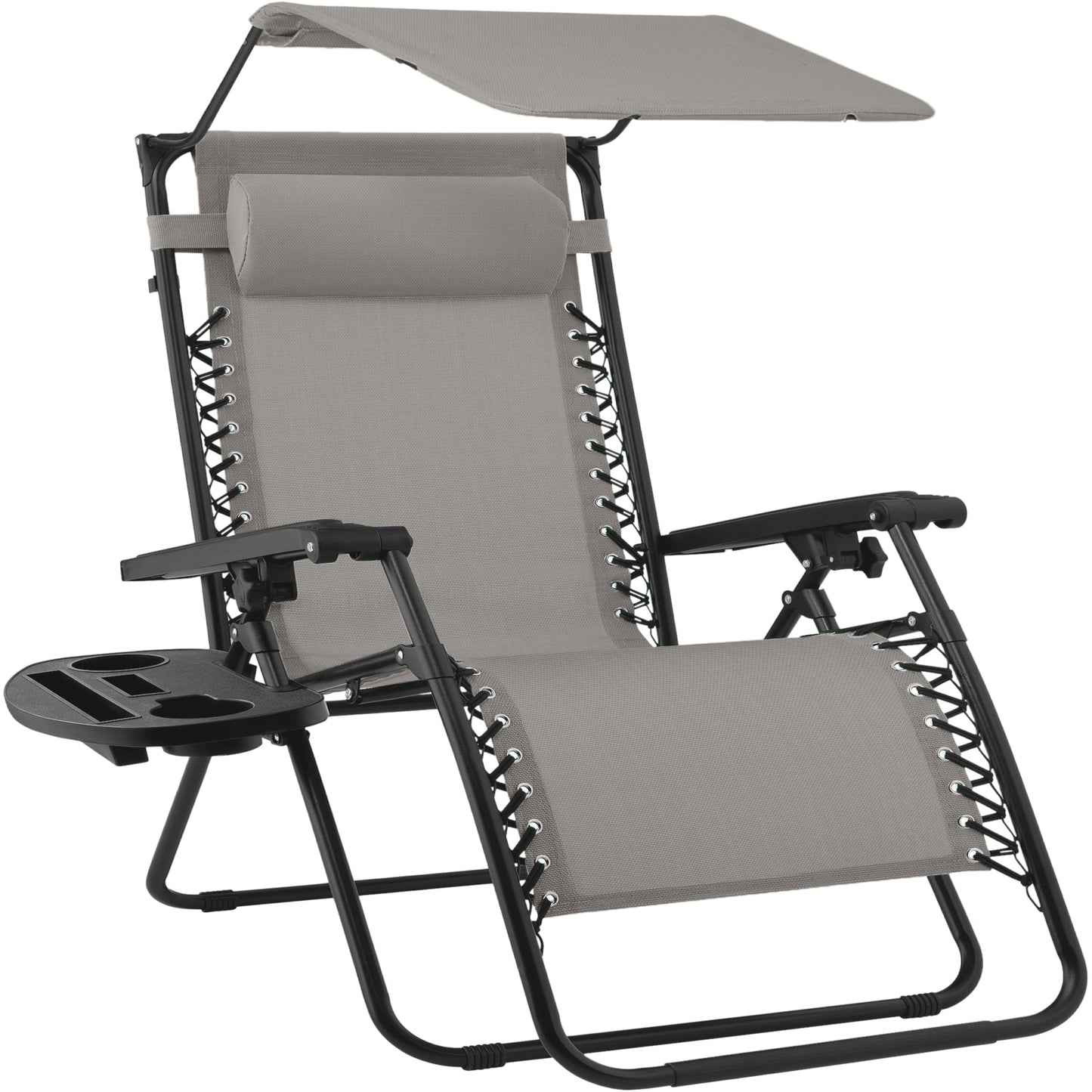 30\" Wide Folding Zero Gravity Patio Lounge Chair with Adjustable Canopy Shade for outdoor comfort and convenience