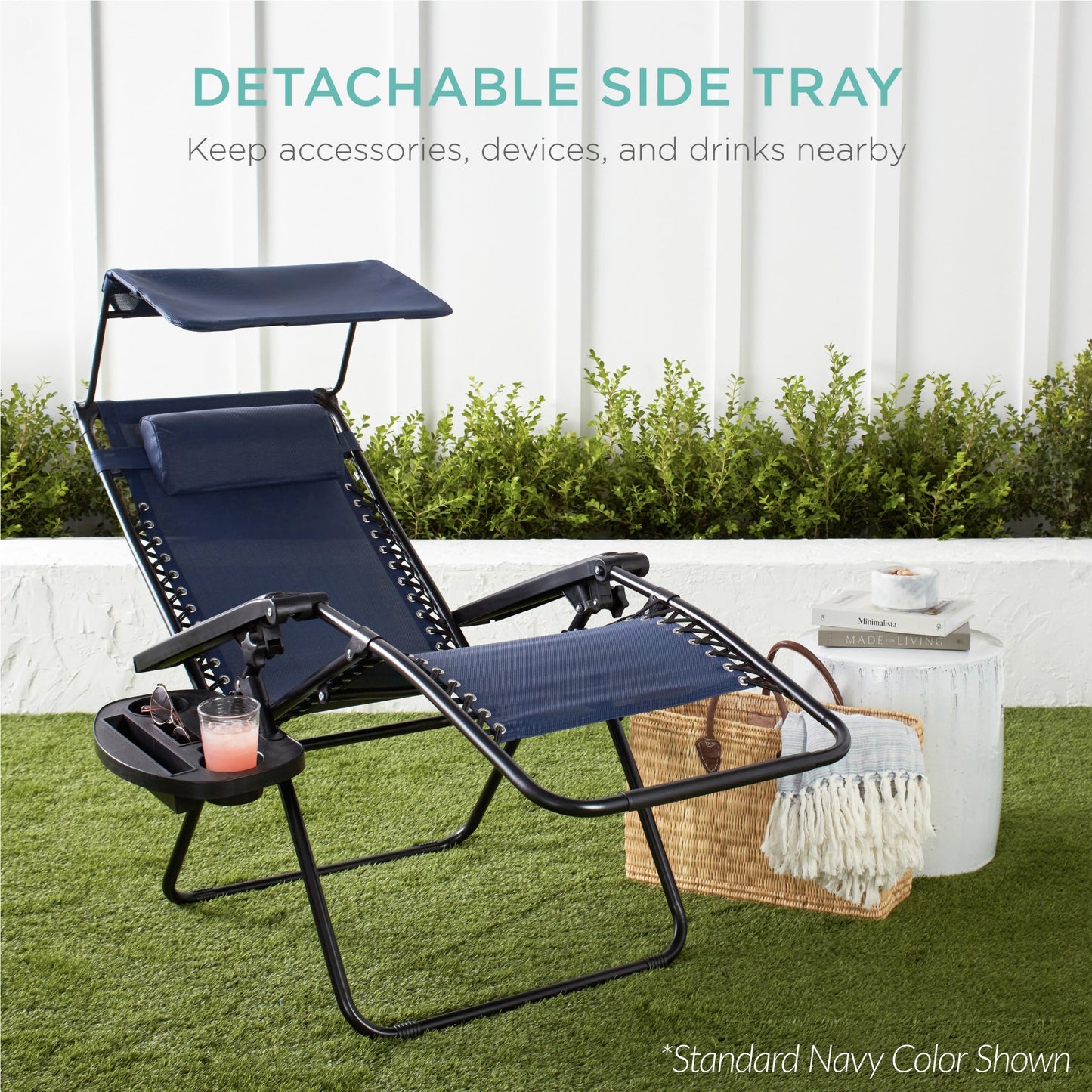 30\" Wide Folding Zero Gravity Patio Lounge Chair with Adjustable Canopy Shade for outdoor comfort and convenience