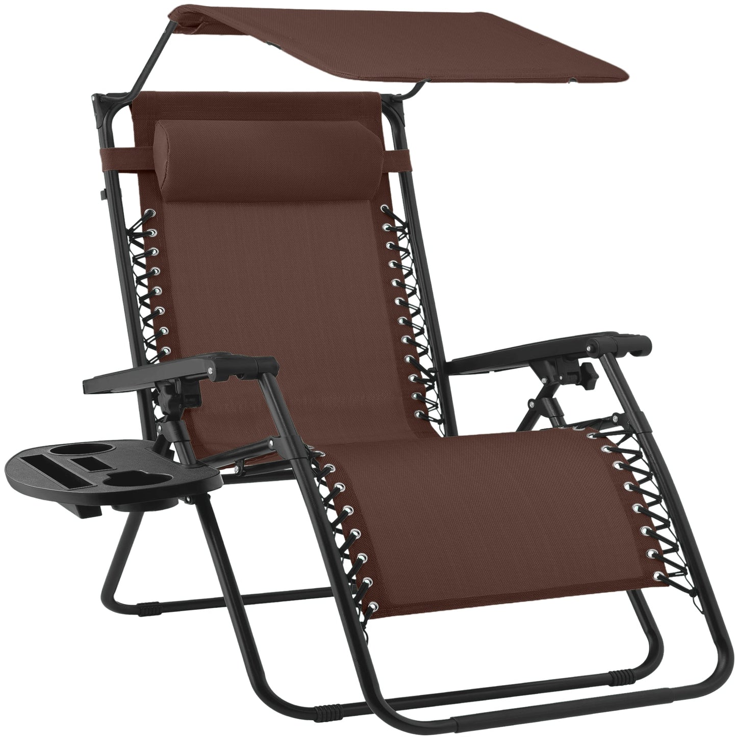 30\" Wide Folding Zero Gravity Patio Lounge Chair with Adjustable Canopy Shade for outdoor comfort and convenience