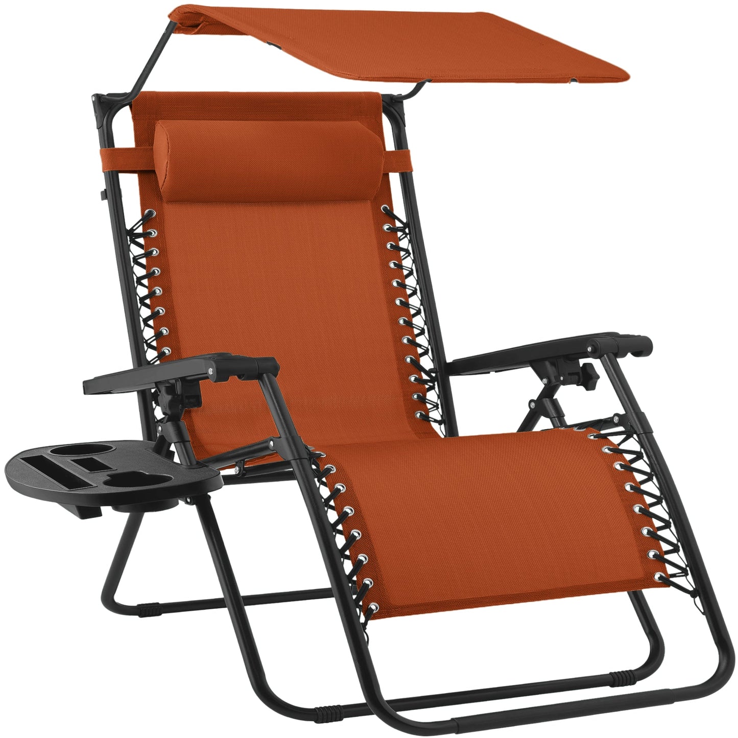 30\" Wide Folding Zero Gravity Patio Lounge Chair with Adjustable Canopy Shade for outdoor comfort and convenience