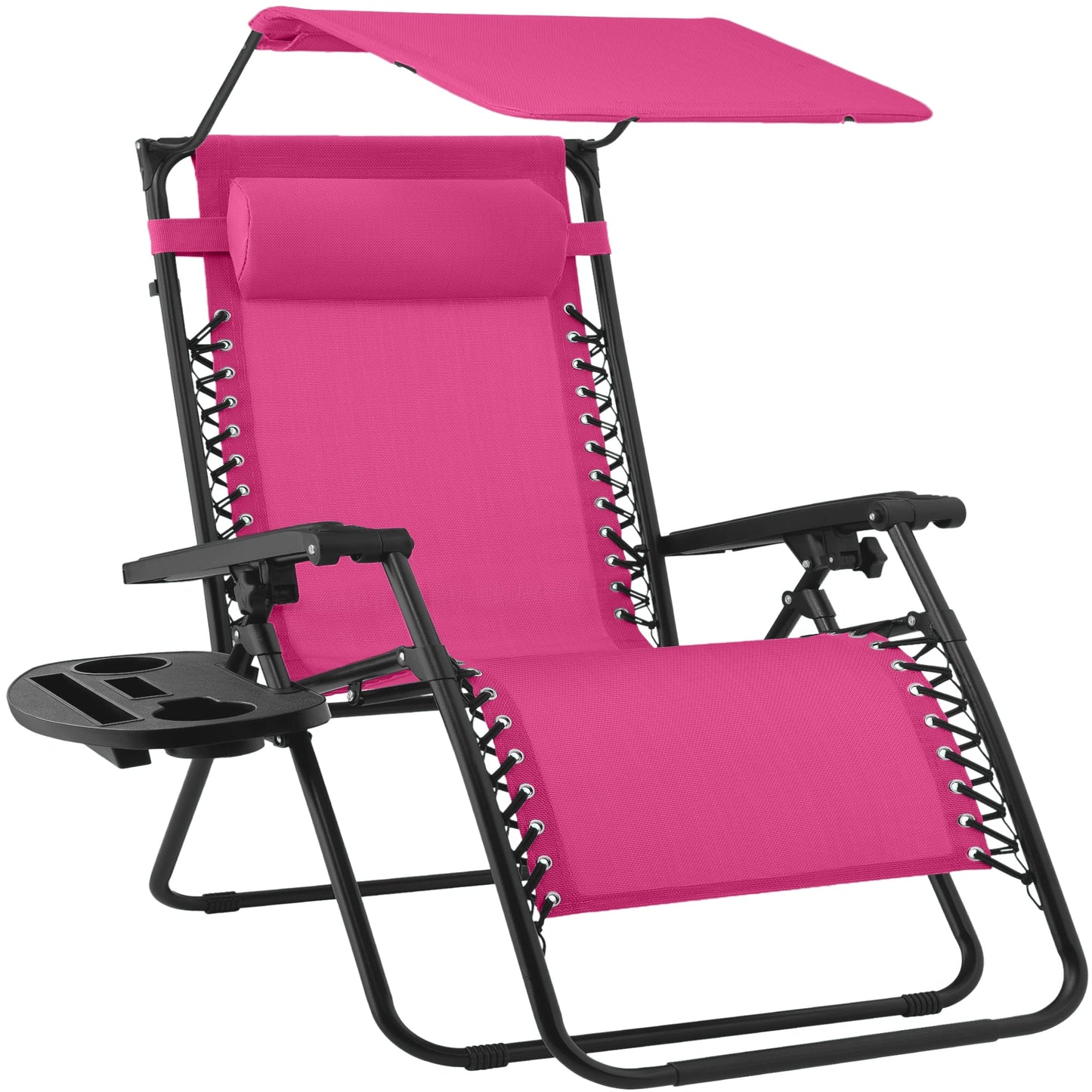 30\" Wide Folding Zero Gravity Patio Lounge Chair with Adjustable Canopy Shade for outdoor comfort and convenience