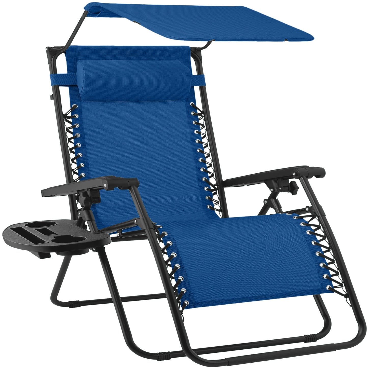 30\" Wide Folding Zero Gravity Patio Lounge Chair with Adjustable Canopy Shade for outdoor comfort and convenience
