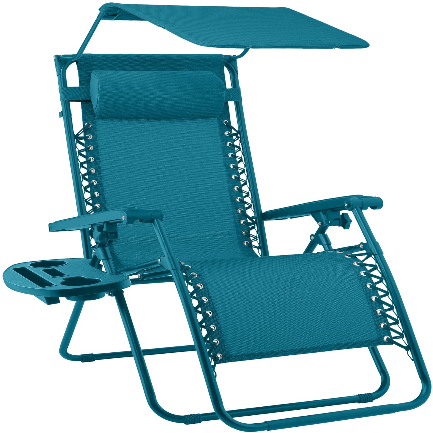 30\" Wide Folding Zero Gravity Patio Lounge Chair with Adjustable Canopy Shade for outdoor comfort and convenience