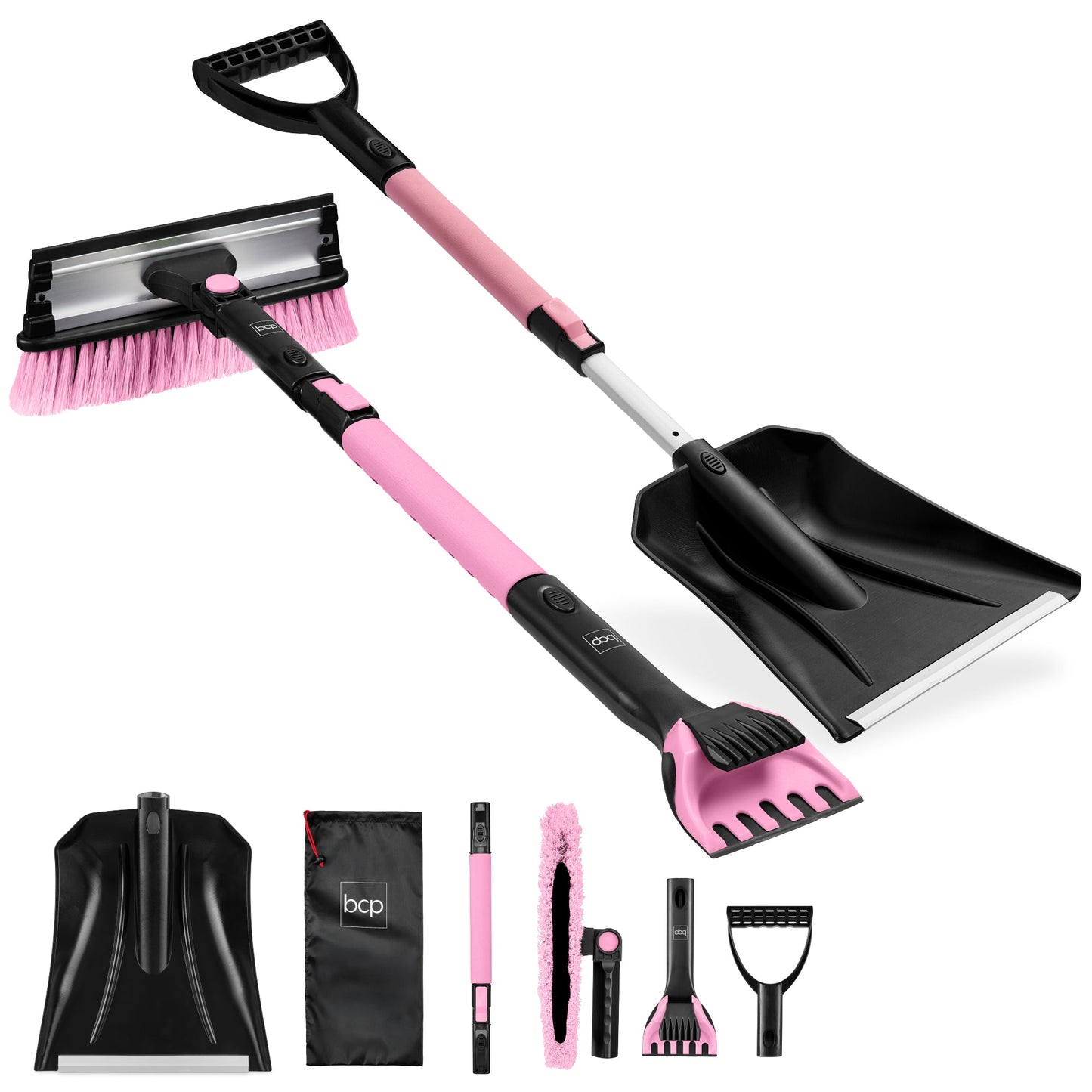 4 in 1 Snow Brush with Shovel Ice Scraper and Squeegee with Storage Bag with useful details for gardening, lawn care, and outdoor projects