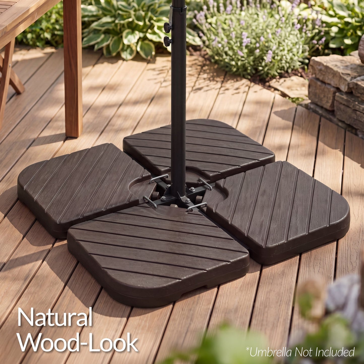4-Piece Cantilever Umbrella Base Weight Set Wood Grain Finish with practical outdoor-ready details