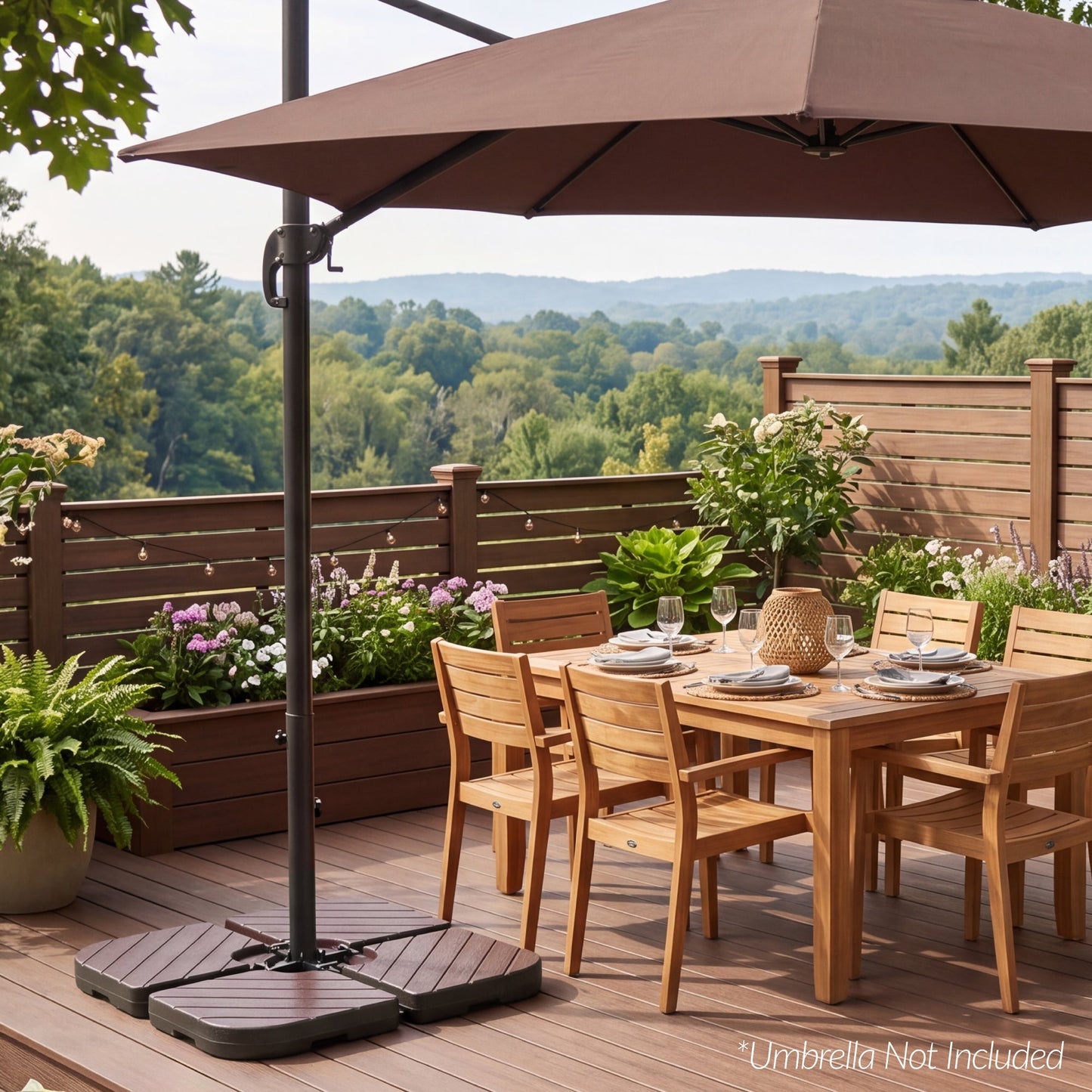4-Piece Cantilever Umbrella Base Weight Set Wood Grain Finish with practical outdoor-ready details