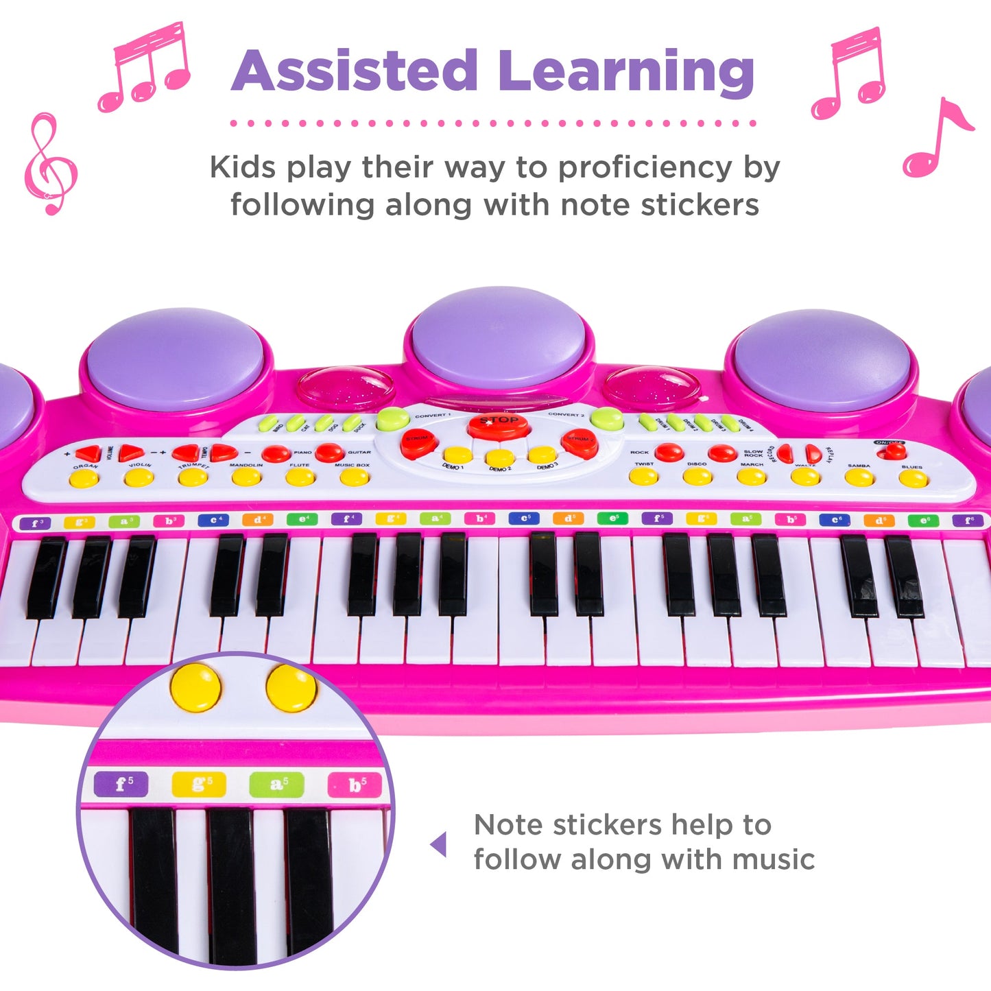 37-Key Kids Electric Keyboard with Microphone Stool for active play and family fun
