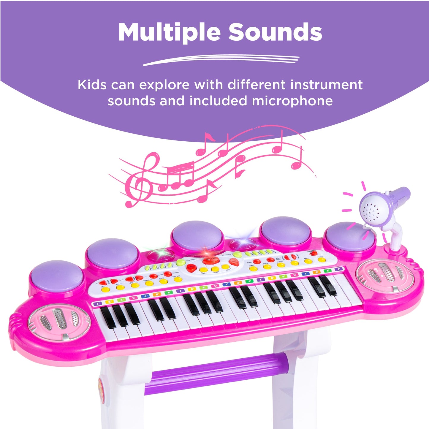 37-Key Kids Electric Keyboard with Microphone Stool for active play and family fun