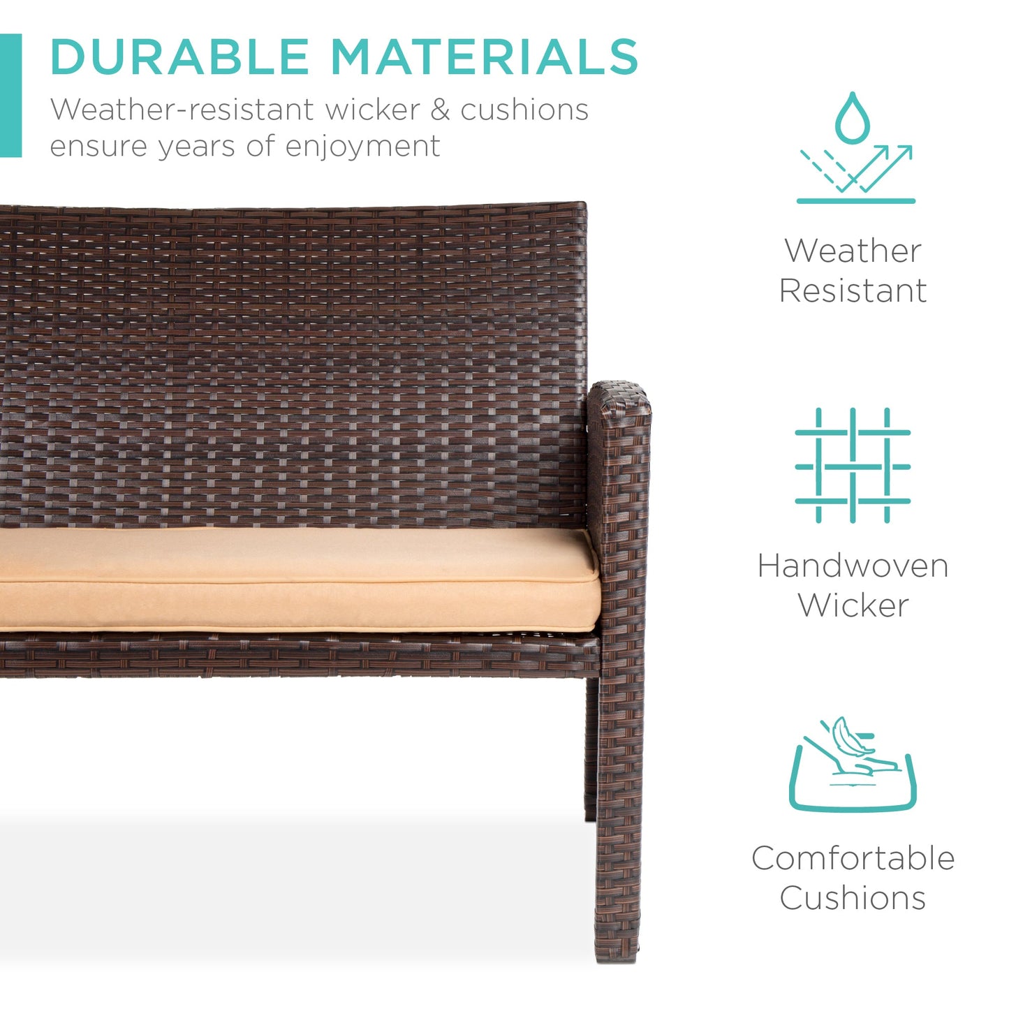 4-Piece Outdoor Wicker Conversation Patio Set with 4 Seats Glass Table Top for outdoor comfort and convenience