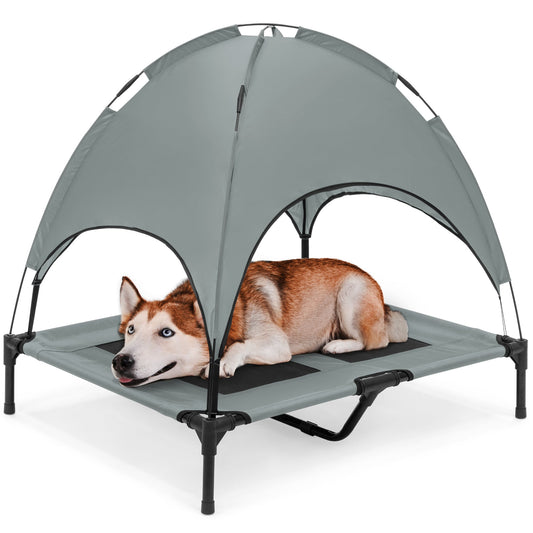 36in Outdoor Raised Cooling Pet Dog Bed with Canopy Travel Bag with practical outdoor-ready details