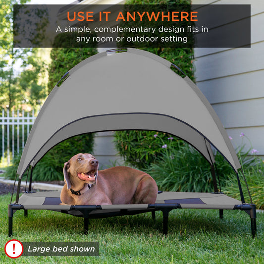 36in Outdoor Raised Cooling Pet Dog Bed with Canopy Travel Bag with practical outdoor-ready details