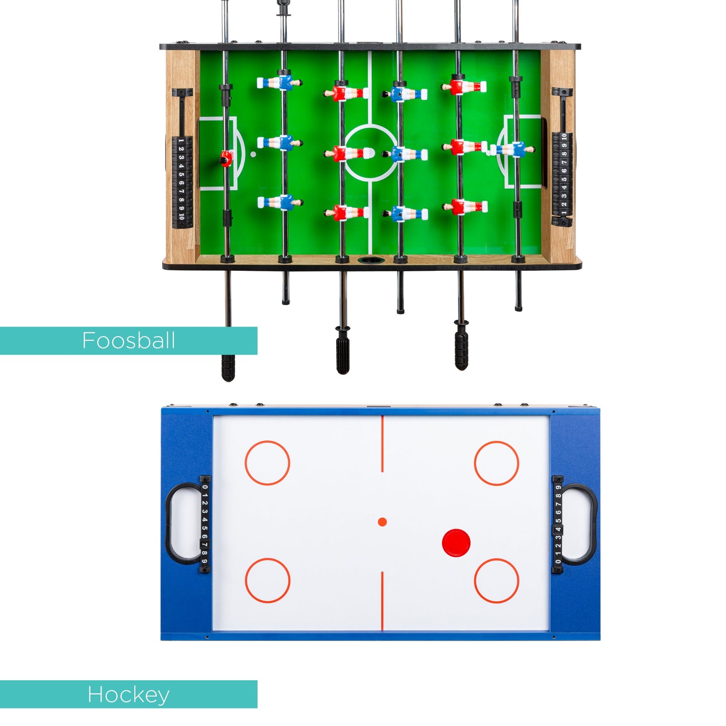 4-in-1 Multi Game Table Set with Air Hockey Table Tennis Billiards Foosball designed for kids' playtime and gifts