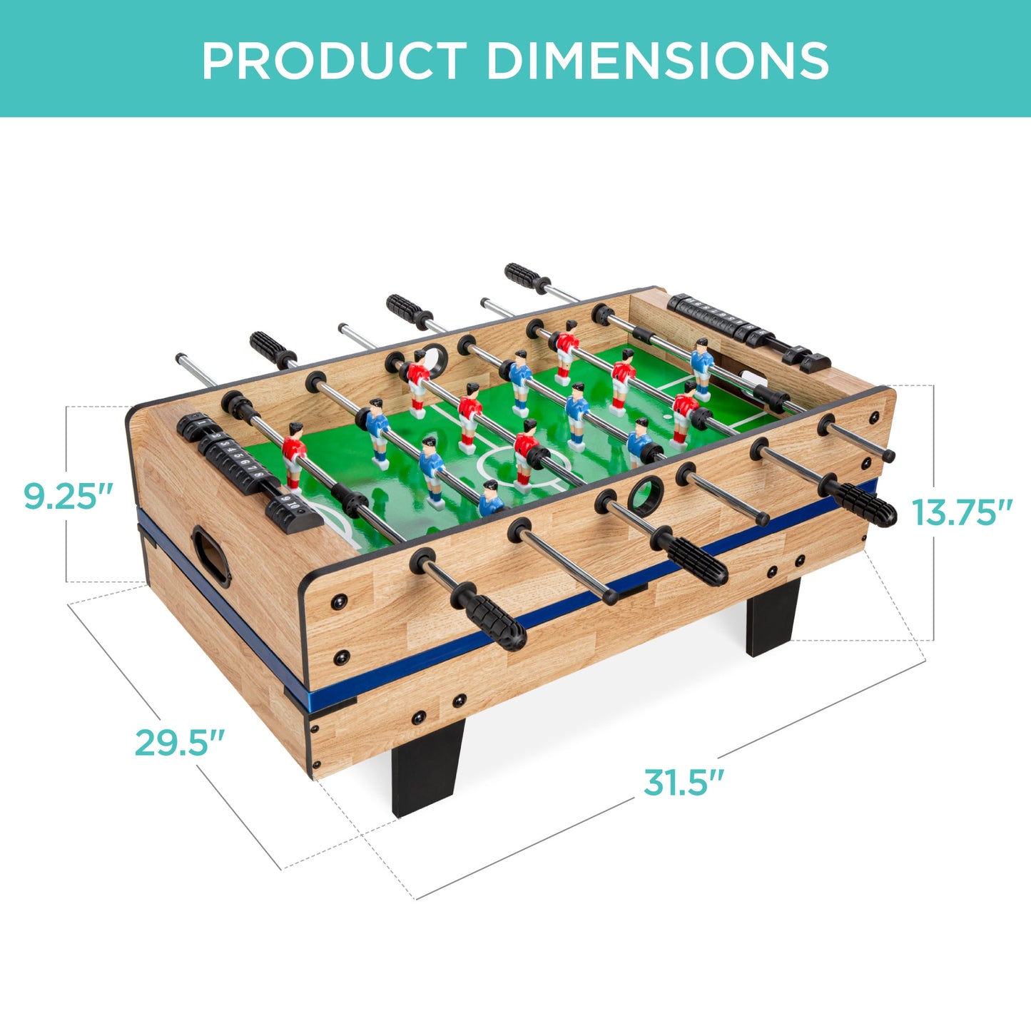 4-in-1 Multi Game Table Set with Air Hockey Table Tennis Billiards Foosball designed for kids' playtime and gifts
