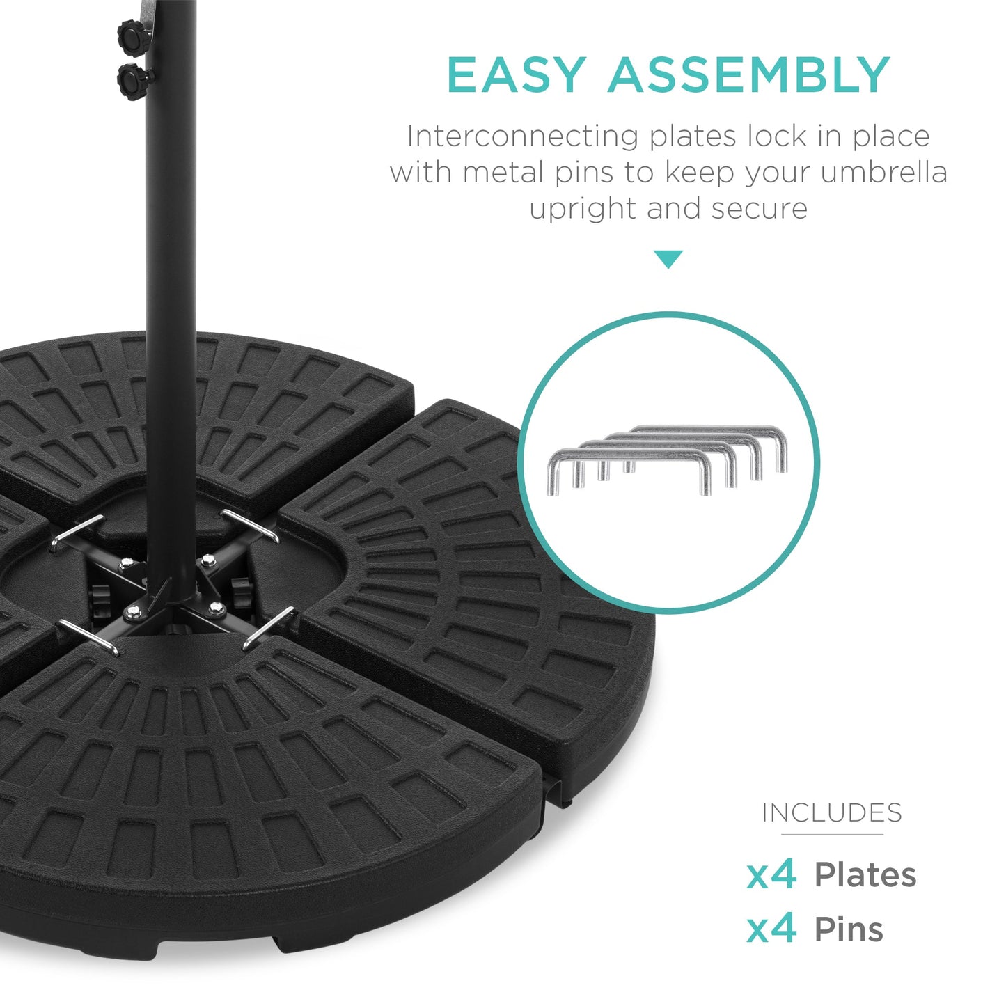 4-Piece Cantilever Offset Patio Umbrella Base Stand with Carry Handles for outdoor comfort and convenience