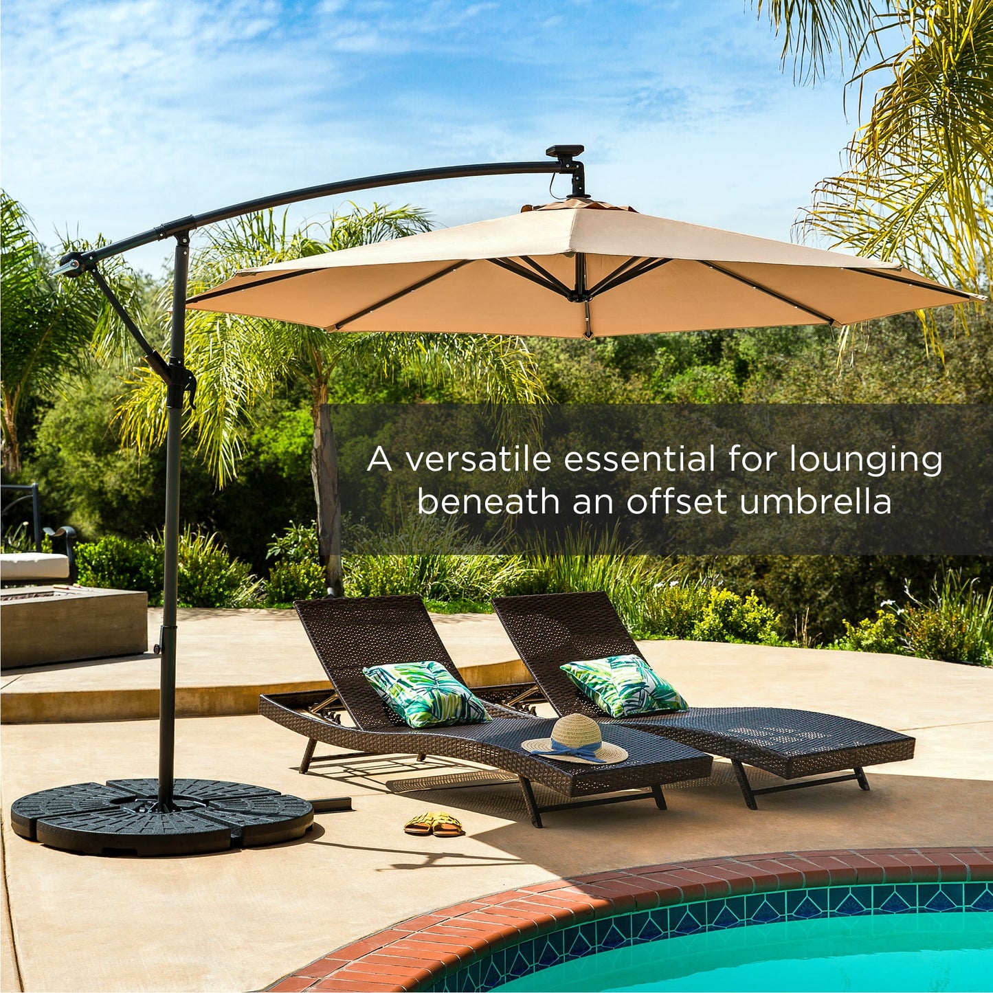 4-Piece Cantilever Offset Patio Umbrella Base Stand with Carry Handles for outdoor comfort and convenience