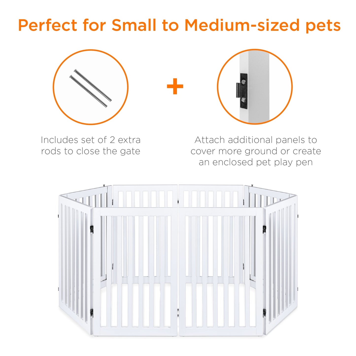 31.5in 4-Panel Freestanding Wooden Pet Gate with Door Support Feet for convenient daily use