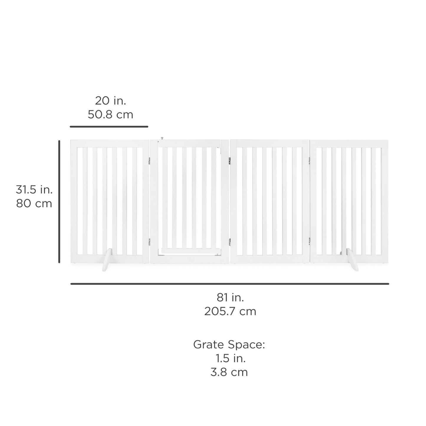 31.5in 4-Panel Freestanding Wooden Pet Gate with Door Support Feet for convenient daily use