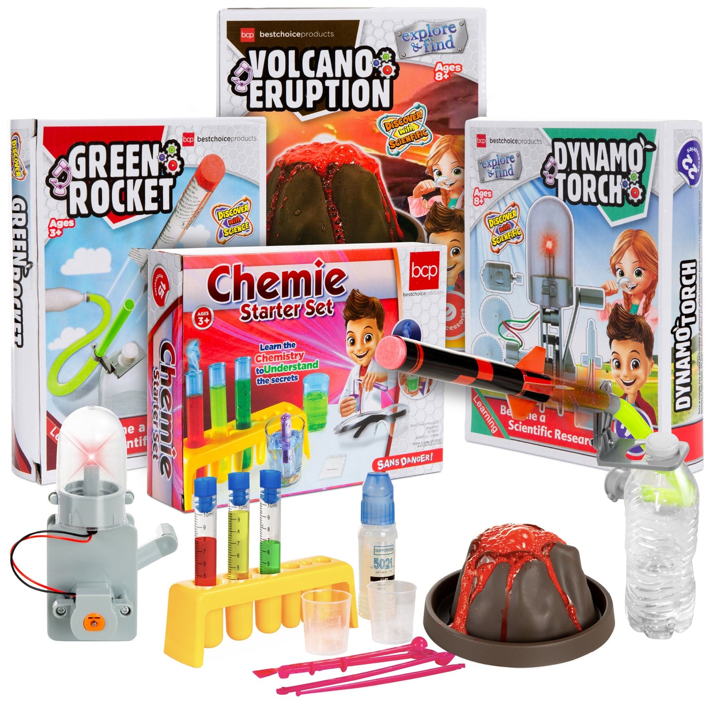 4-in-1 Science Project Kit STEM and STEAM DIY Lab Experiments for Kids with fun features for everyday play