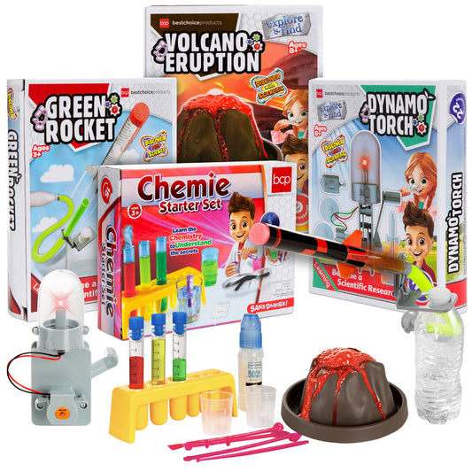 4-in-1 Science Project Kit STEM and STEAM DIY Lab Experiments for Kids with fun features for everyday play