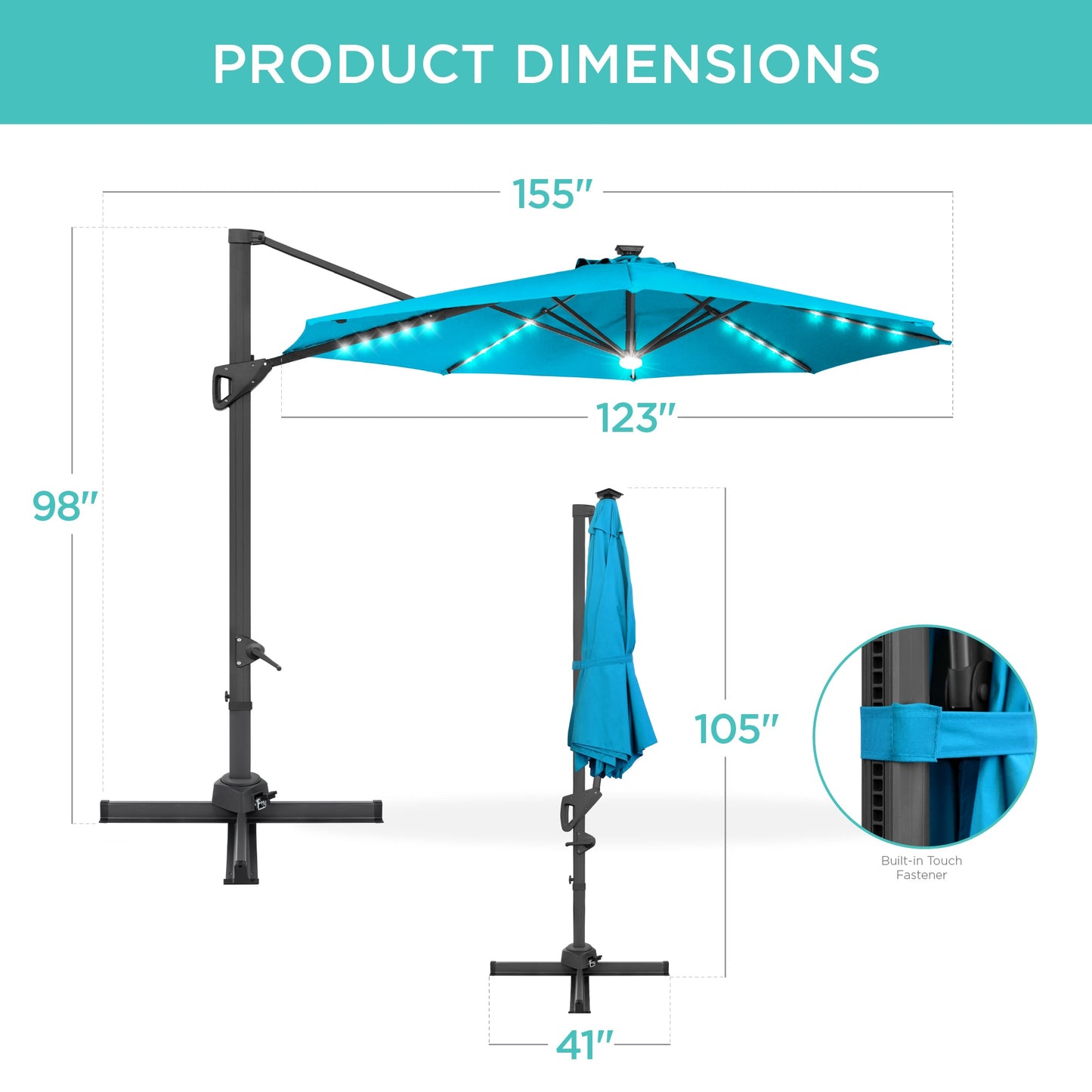 360-Degree Solar LED Cantilever Offset Patio Umbrella with Tilt - 10ft for outdoor comfort and convenience