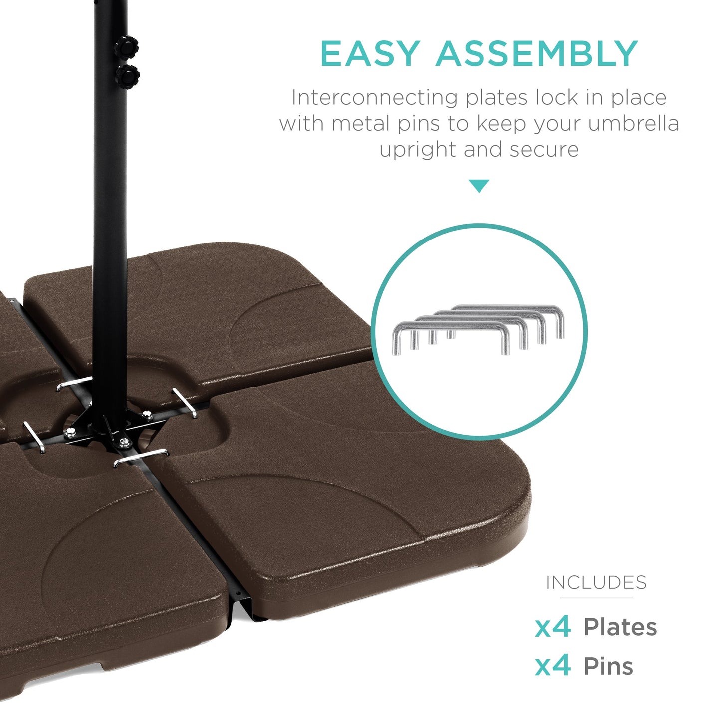 4-Piece Cantilever Offset Patio Umbrella Stand Square Base Plate Set designed for patio and backyard use